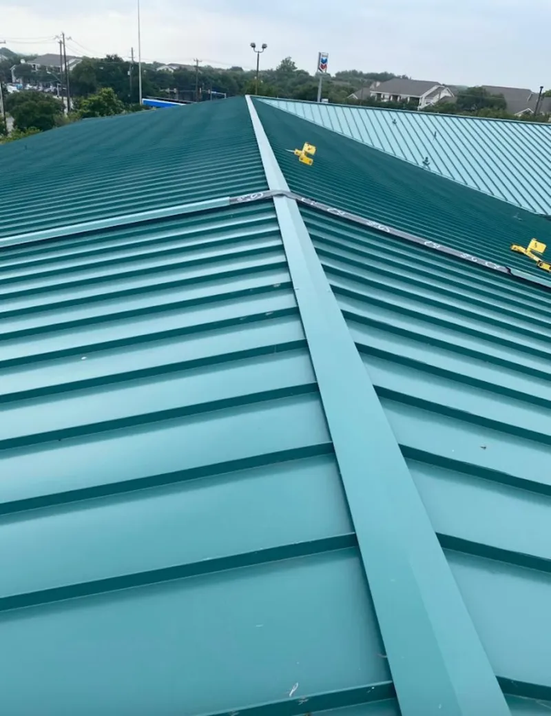 Green commercial metal roof ridge and valley for Metal Roof Repair in Orangevale